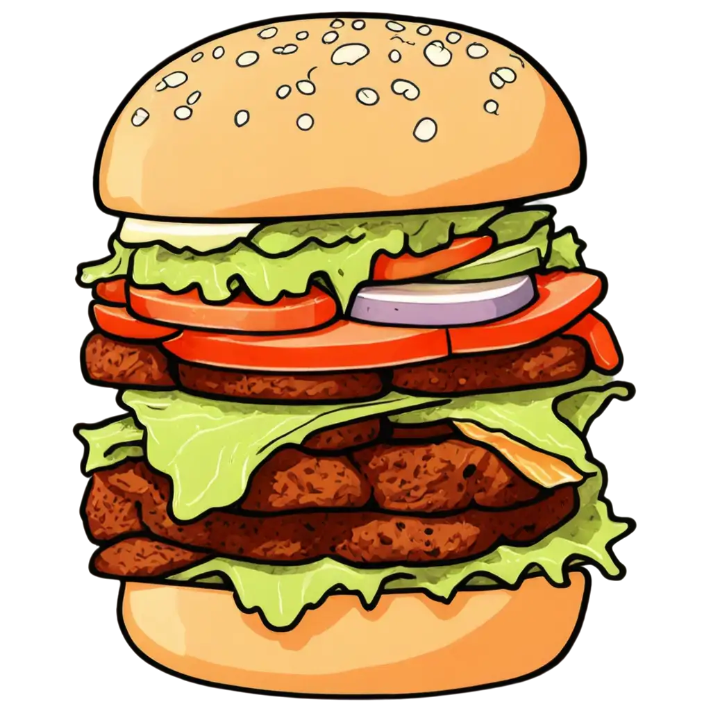 60s-Sandwich-Cartoon-PNG-Retro-Art-with-Highlighted-Cartoon-Black-Lines