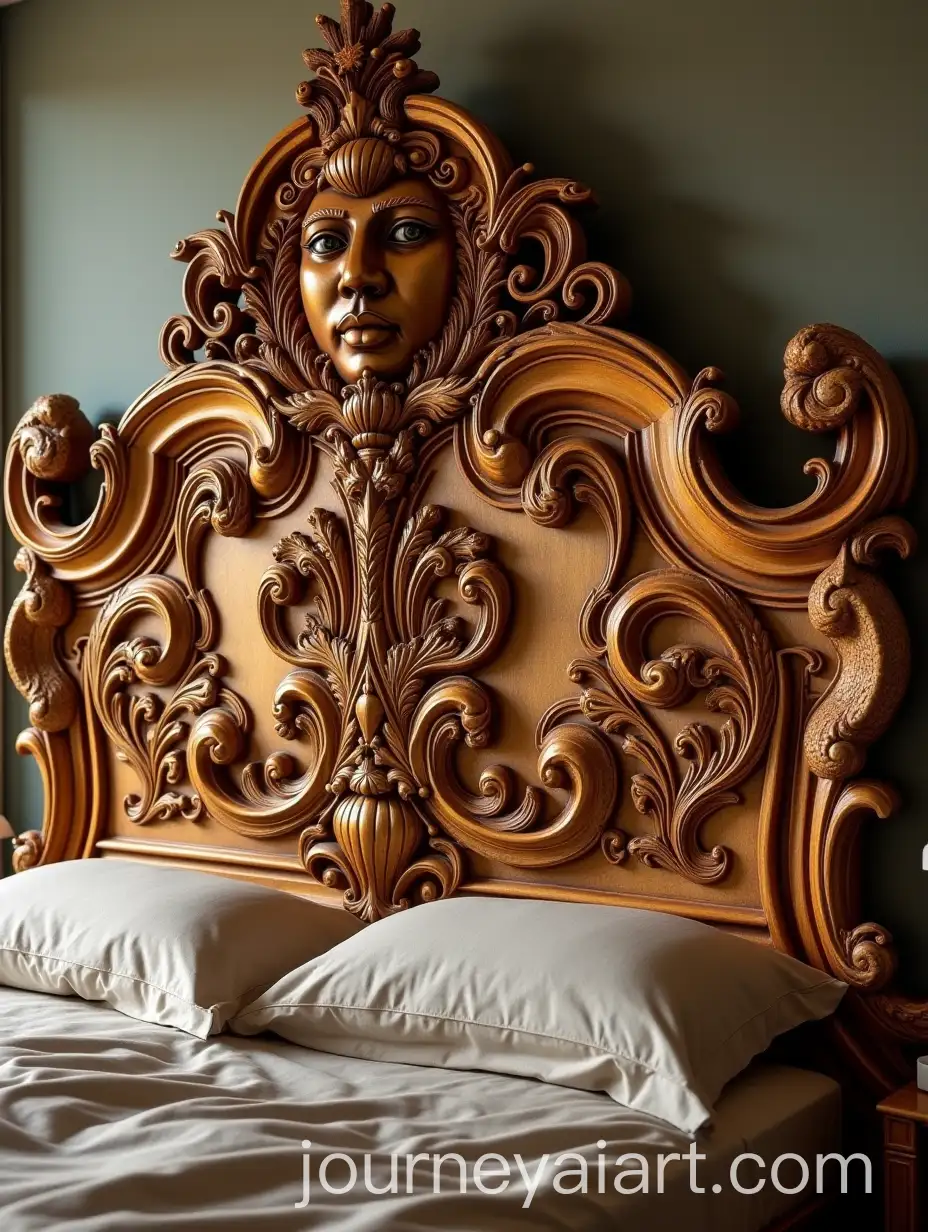 Intricate-Royal-Wooden-Carving-Headboard-in-Baroque-Style-with-Golden-Teak-Wood