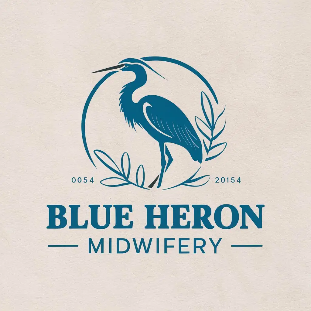 LOGO Design For Blue Heron Midwifery Elegant Blue Heron Symbol for Healthcare and Family Services