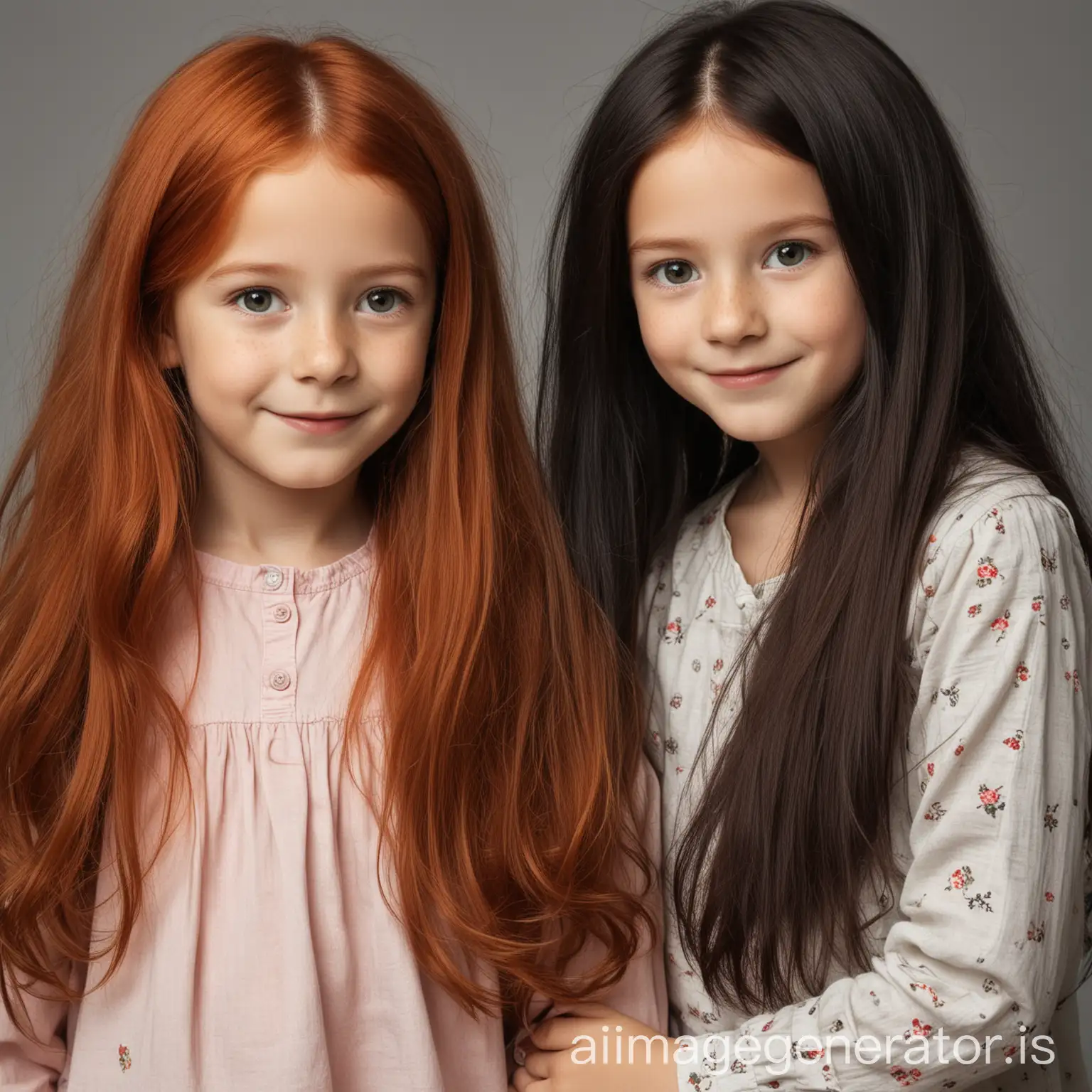 Young-Sisters-Playing-Together-with-Red-and-Black-Hair