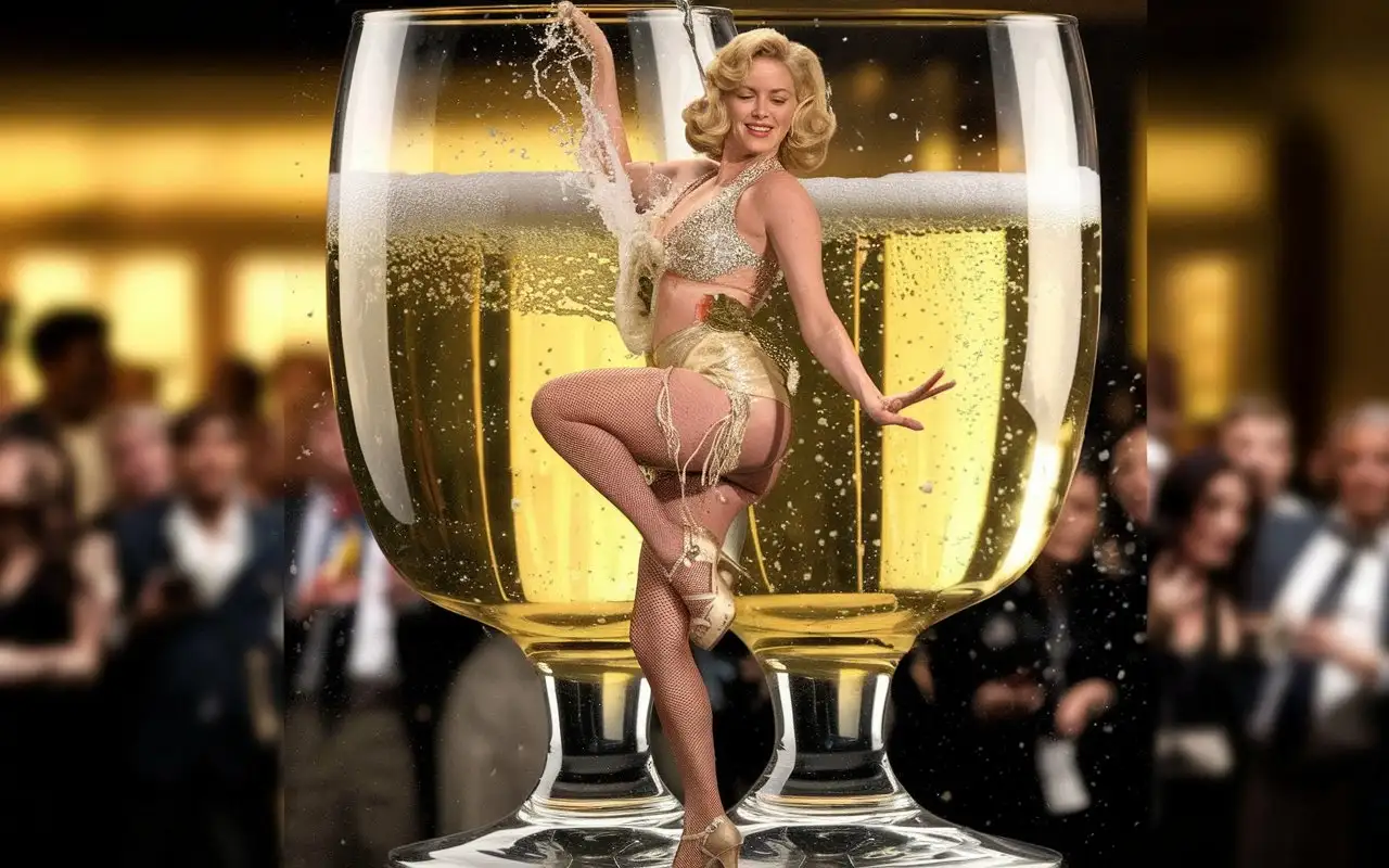 Burlesque-Dancer-Bathing-in-Champagne-with-HighHeeled-Sandals-Raised