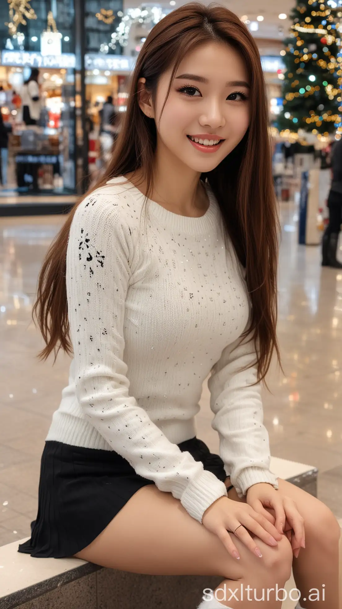 Chinese-Beauty-with-Sweet-Smile-in-Winter-Night-Mall-Setting