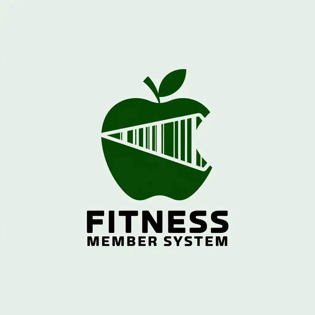 LOGO Design for Fitness Member System Apple Symbol with Moderate and Clear Background Theme