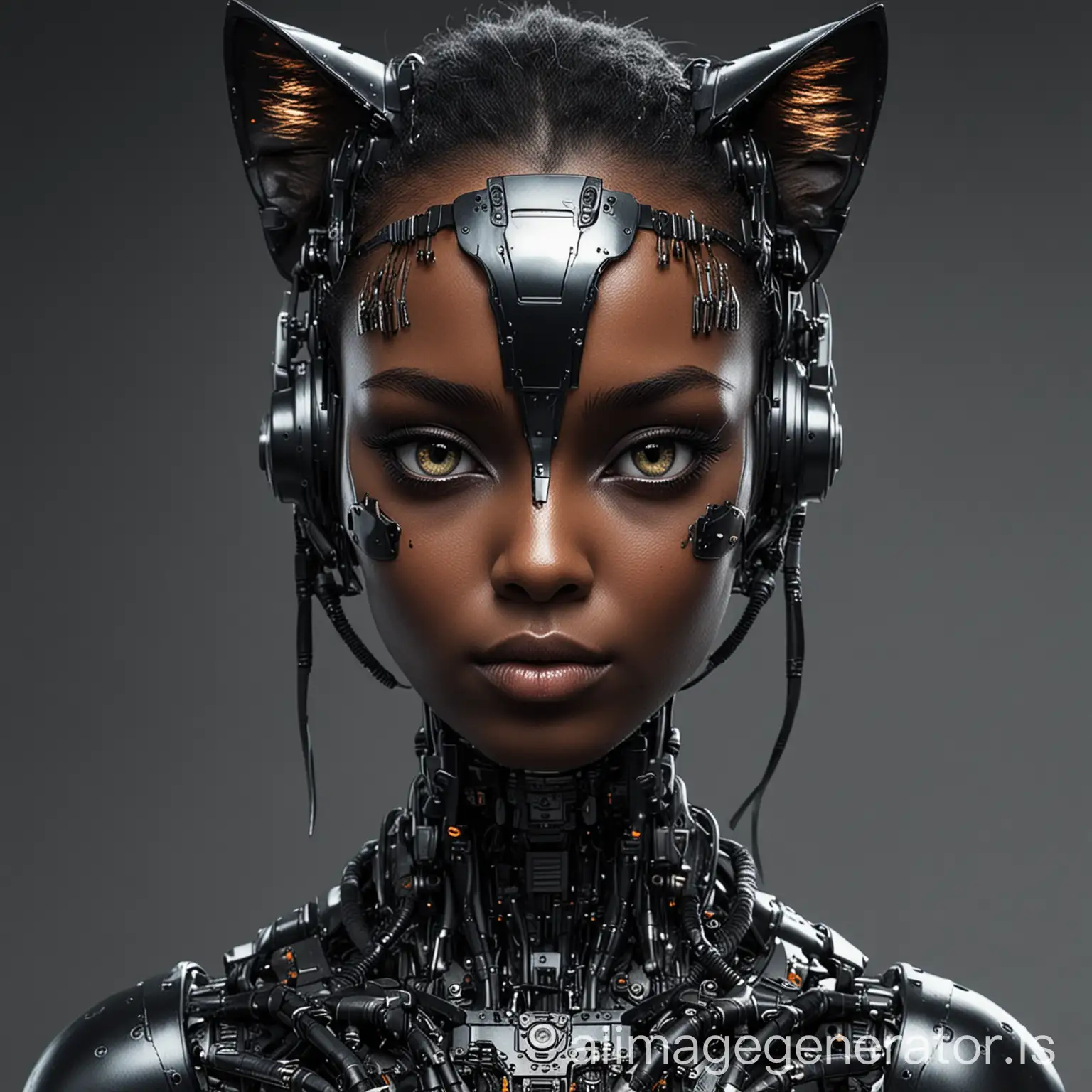 Black robot women with cat eyes