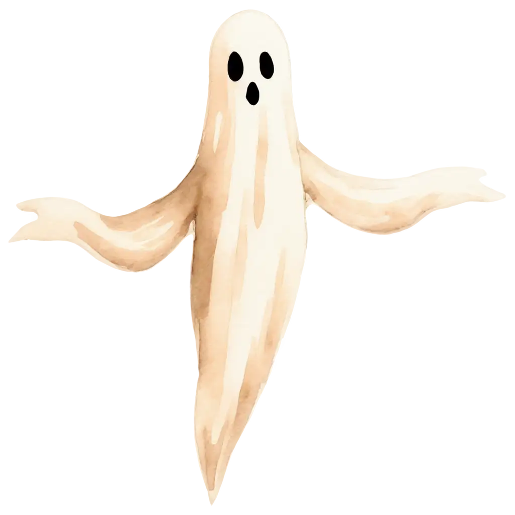 Halloween creepy ghost, watercolor clipart illustration with isolated background