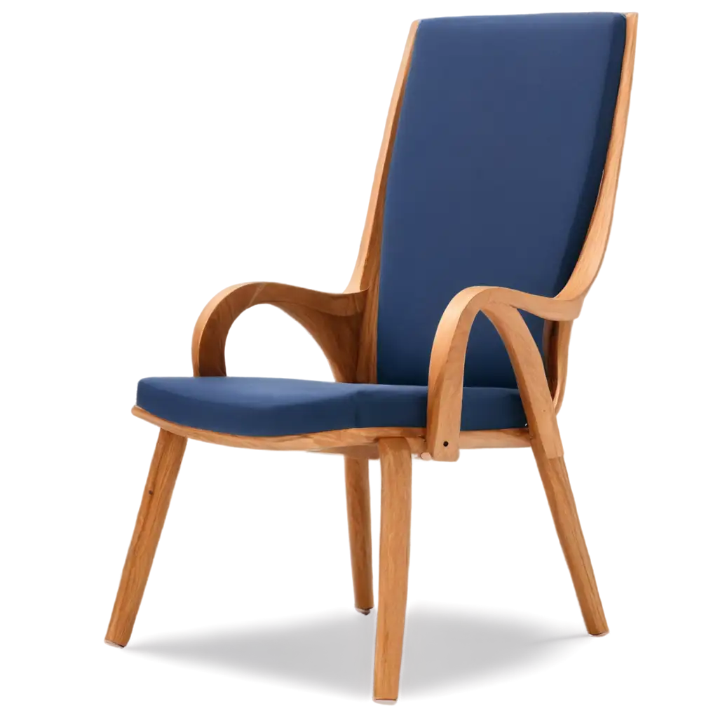 Modern-Wooden-and-Foam-Cloth-Chair-PNG-Dark-Blue-Side-View-for-HighQuality-Visuals