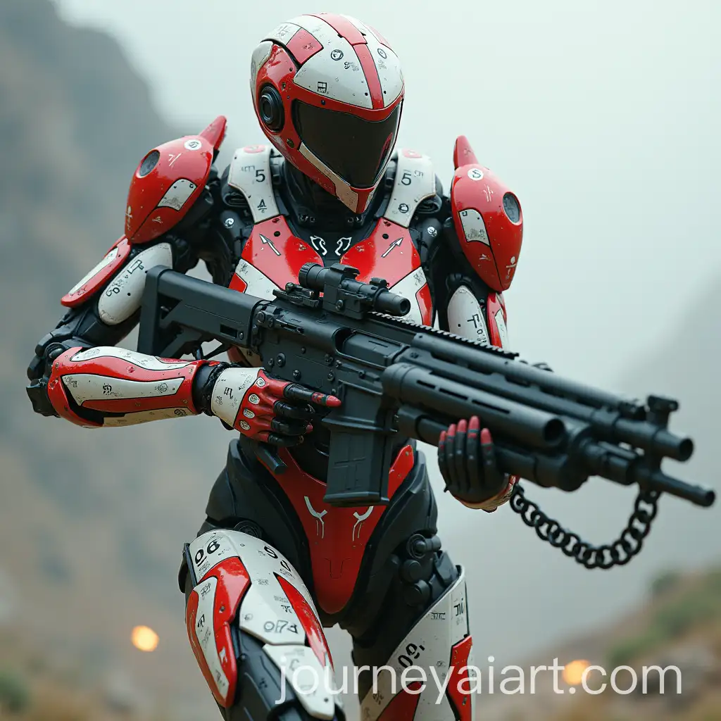 Futuristic-Android-Warrior-in-Red-and-White-Exoskeleton-Armor-with-GPMG-Machine-Gun