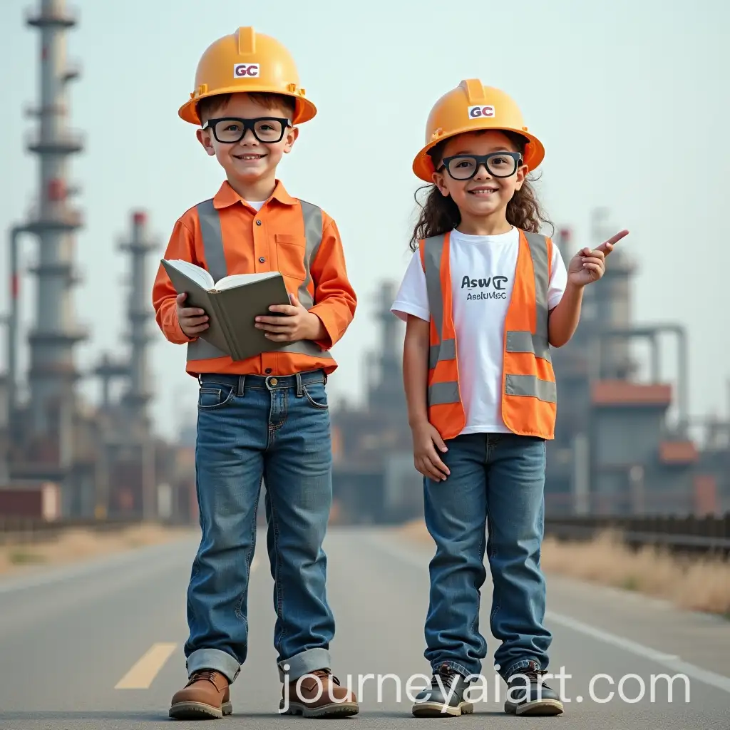 Smart-Children-in-Engineer-Suits-at-Petrochemical-Factory-with-Safety-Gear