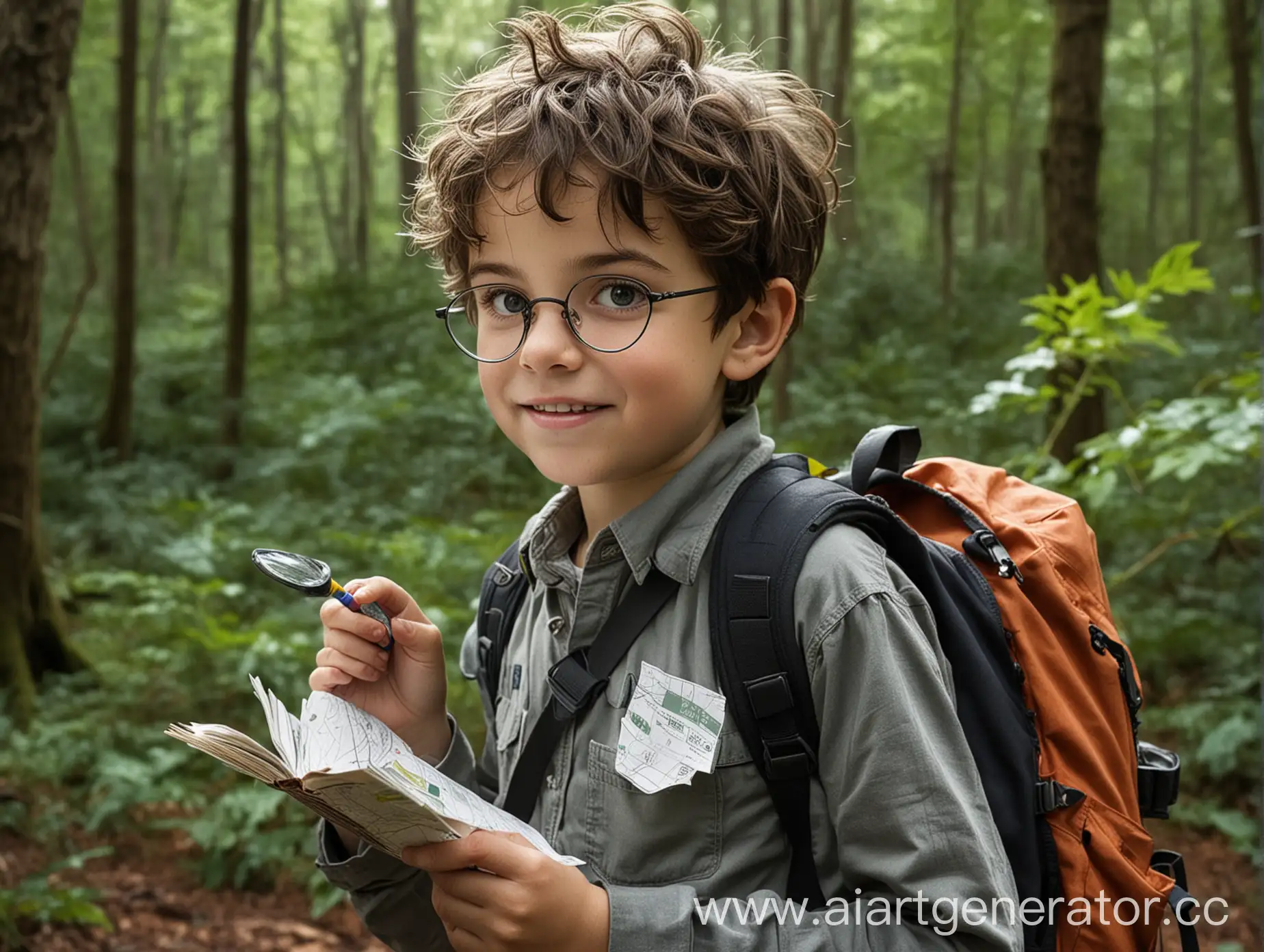 Young-Adventurer-Max-Exploring-the-Forest-with-Magnifying-Glass