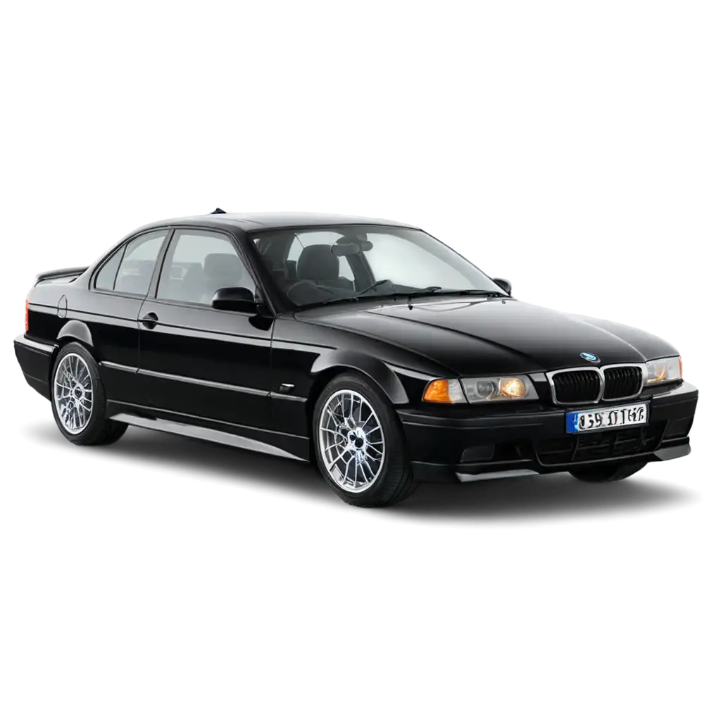 BMW-E36-Left-Angle-Black-PNG-Image-HighQuality-Automotive-Artwork-for-Multiple-Uses