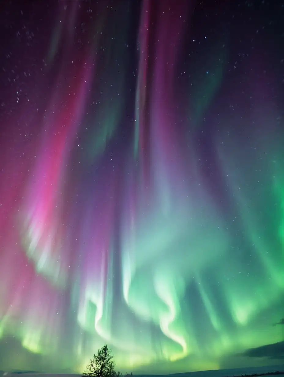 Northern Lights Sky at Night Natural Phenomenon in Polar Regions