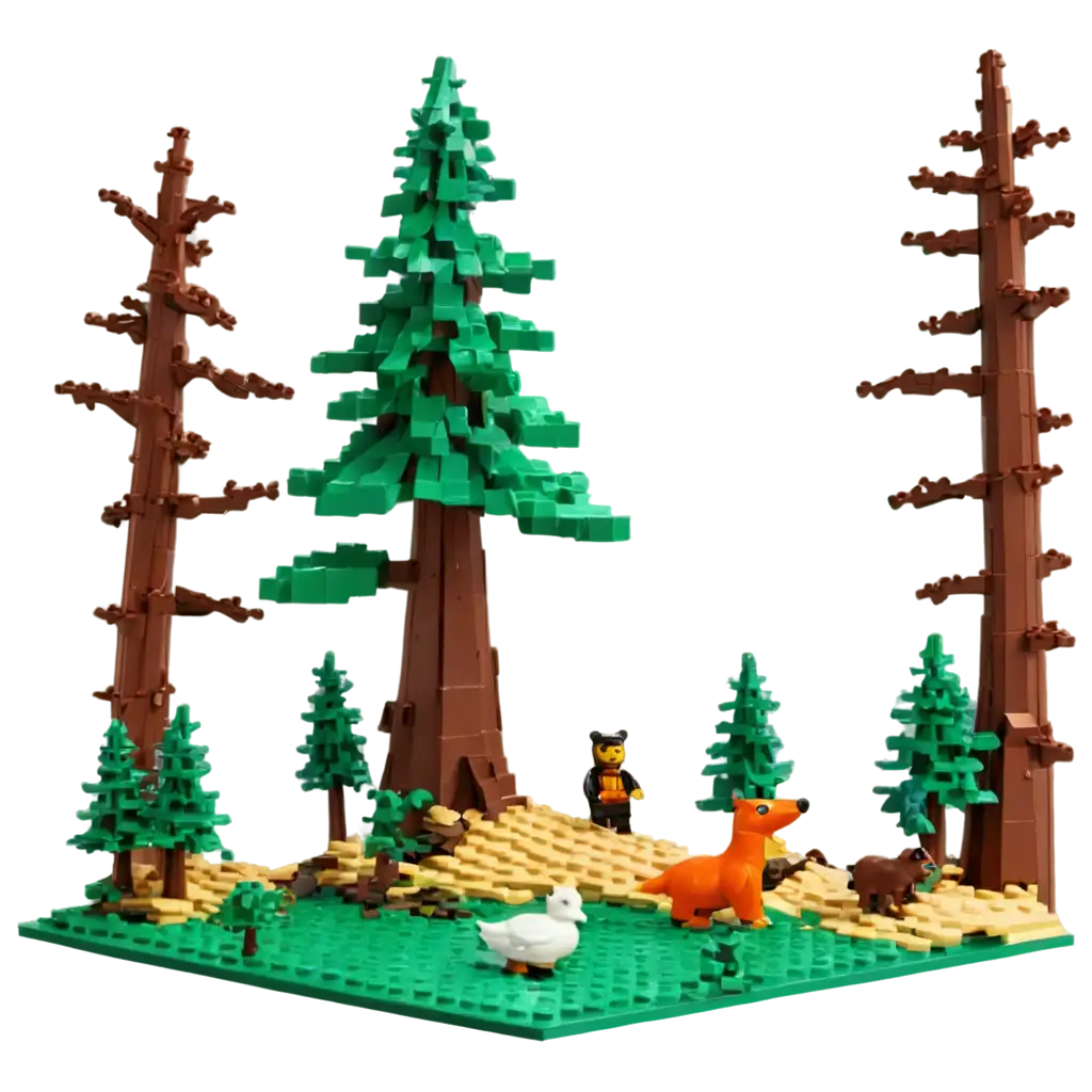 Lego-Style-Forest-Scene-PNG-Bear-Chasing-Duck