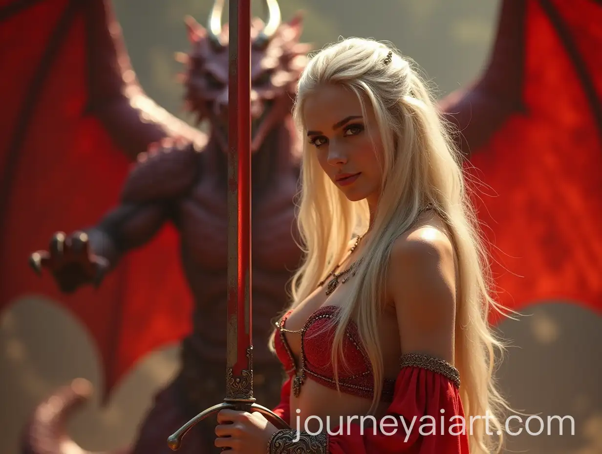 Platinum-Blonde-Belly-Dancer-with-Sword-and-Red-Dragon-in-Cinematic-Scene