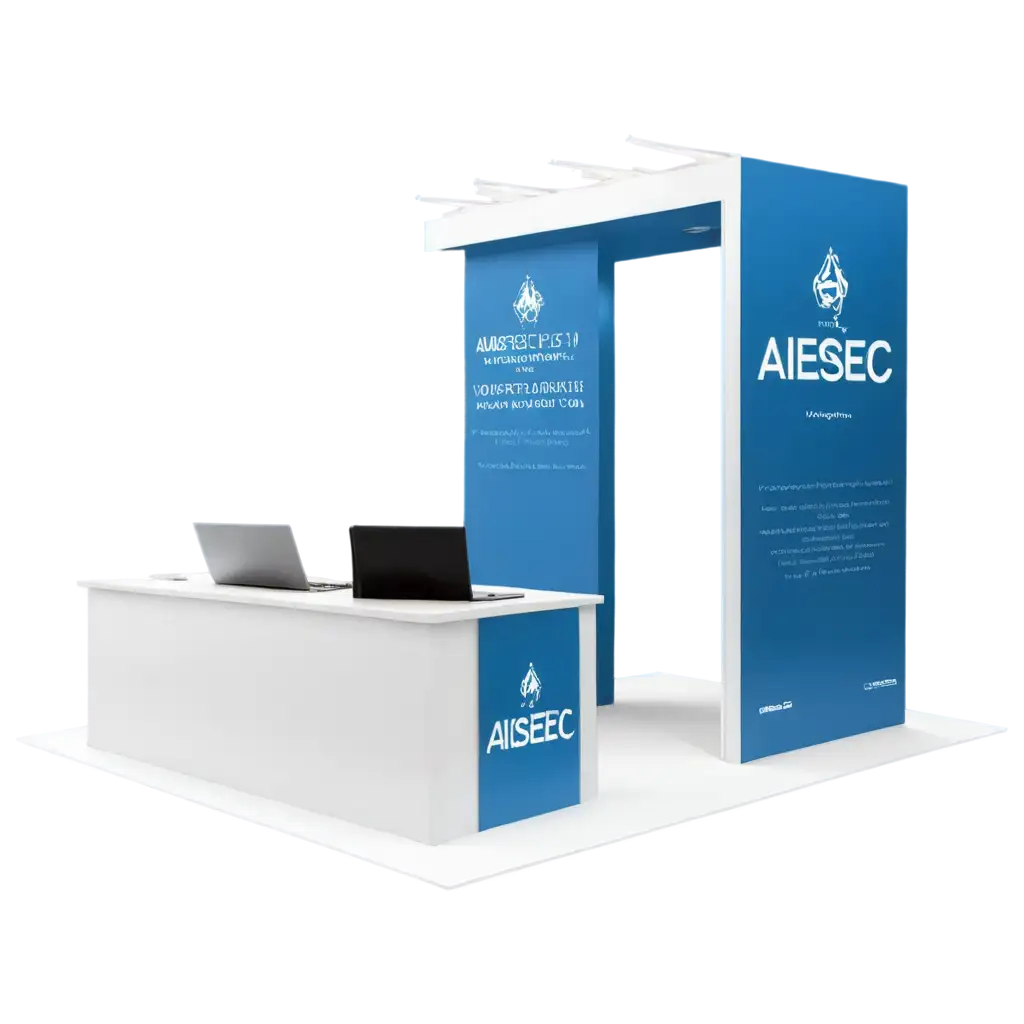 AIESEC-Advertising-Stand-Design-in-White-and-Blue-Tones-HighQuality-PNG-Image