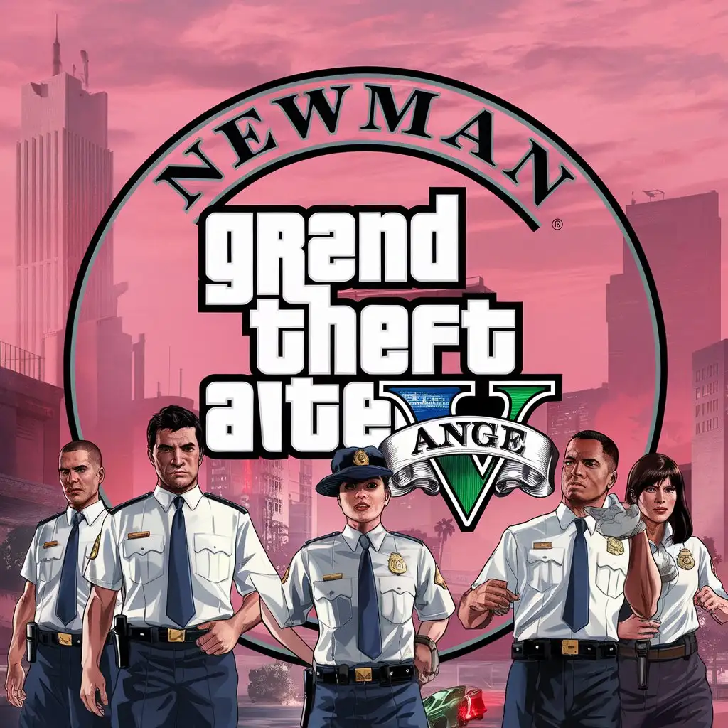 Newman Logo in GTA 5 Style Featuring Government Officials in Pink