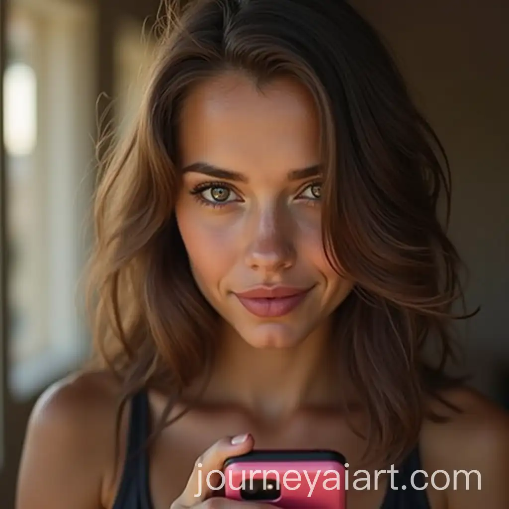 Stunningly-Beautiful-Girl-Flirting-with-Mobile-Phone