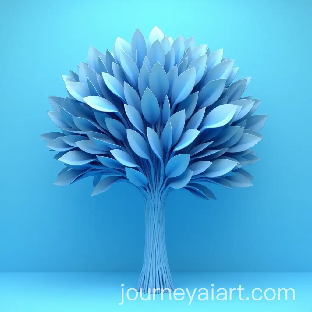 3D-Tree-Petals-on-Blue-Background
