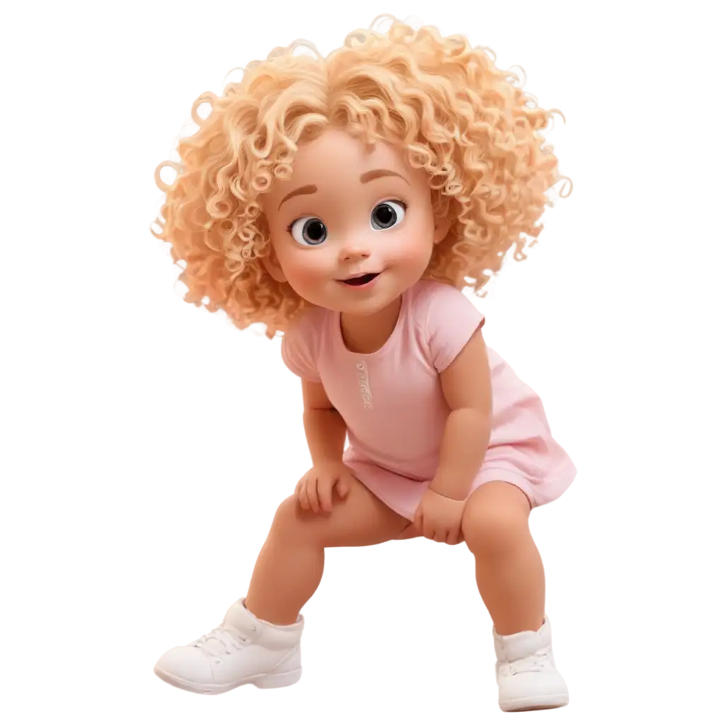 cartoon curly hair blond girl 1 year old