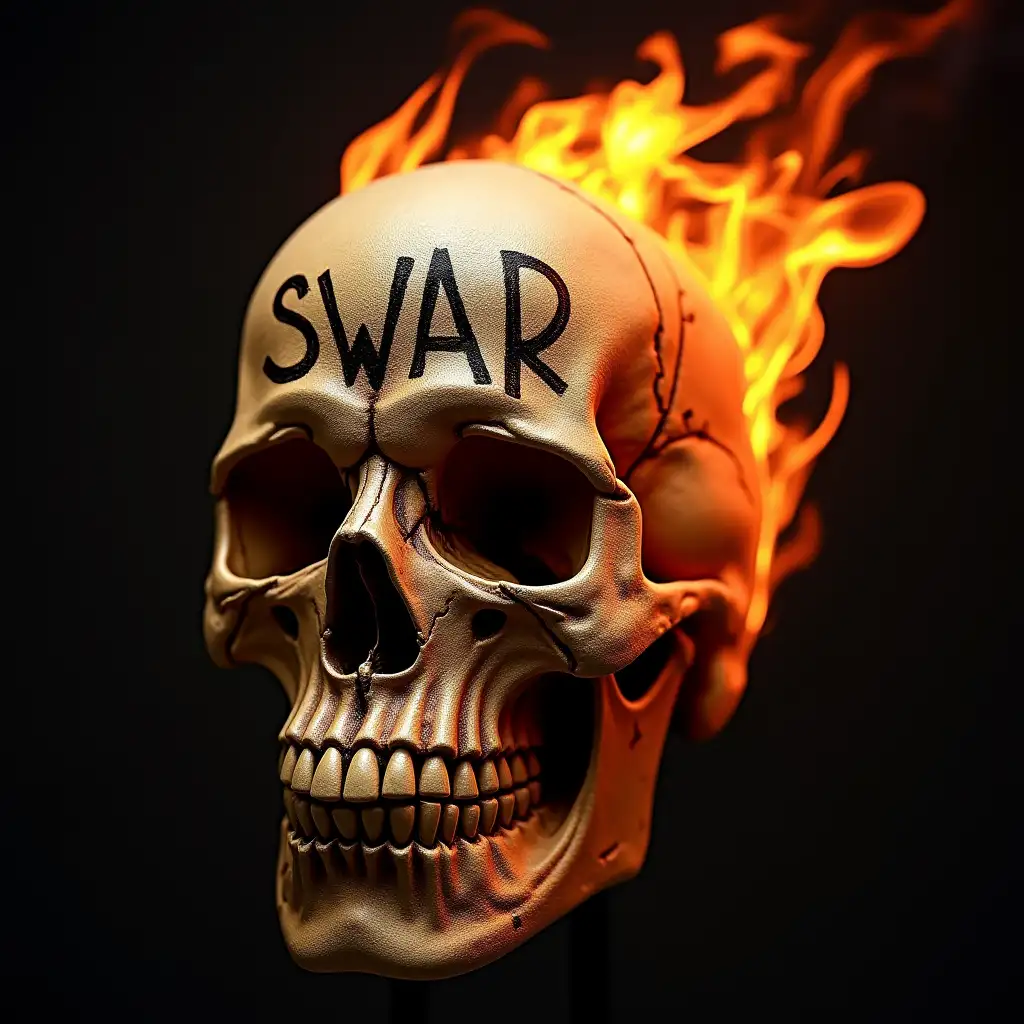 Burning skull with inscription - SWAR