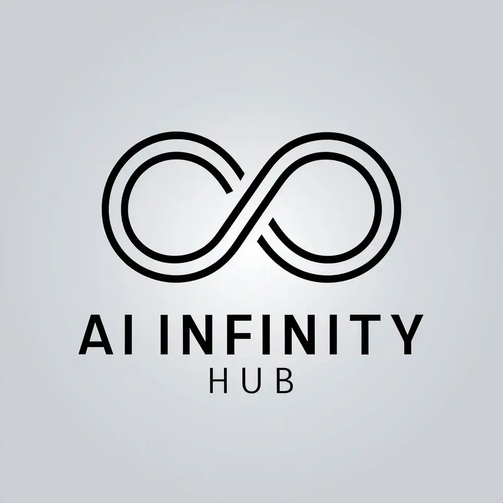 a vector logo design,with the text "AI Infinity Hub", main symbol:Infinity,Minimalistic,be used in ai industry,clear background