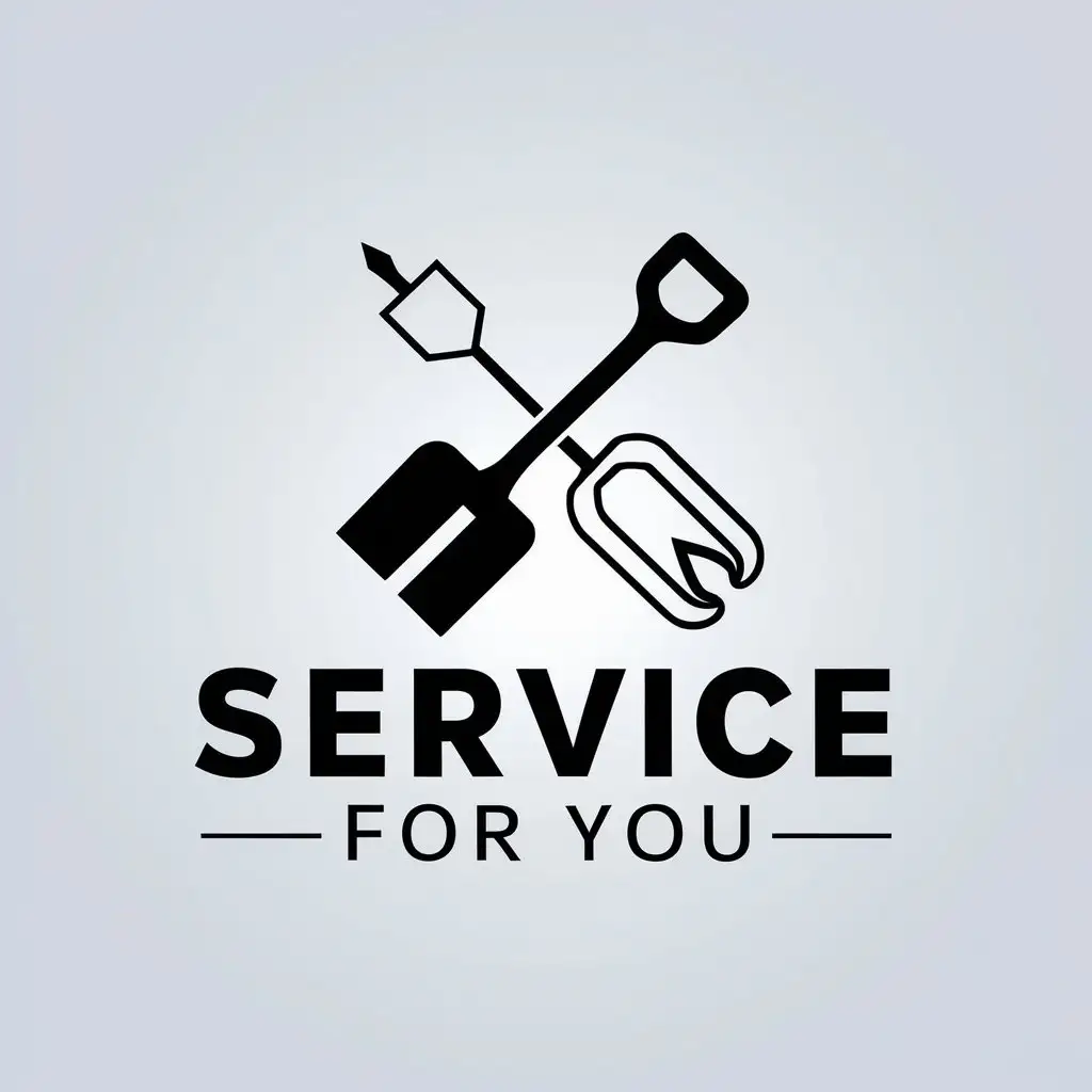 a vector logo design,with the text "Service For You", main symbol:shovel and screwdriver,Moderate,be used in services industry,clear background