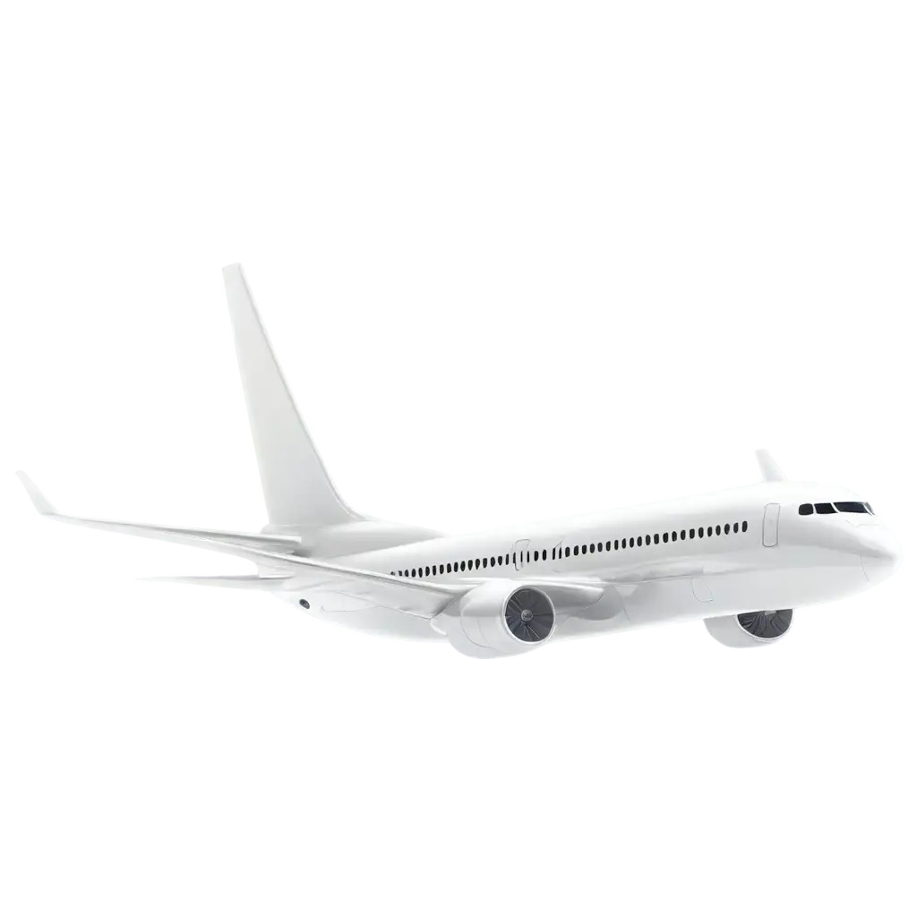 Realistic-3D-PNG-Sticker-of-a-Modern-Commercial-Airplane-inFlight-with-Reflective-Metallic-Surface-and-Embossed-Glossy-Texture