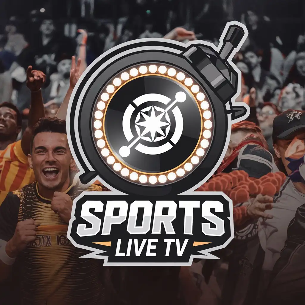 LOGO Design for Sports Live TV Sports Logo with DJ LED Light Player Logo and Background Fans Theme