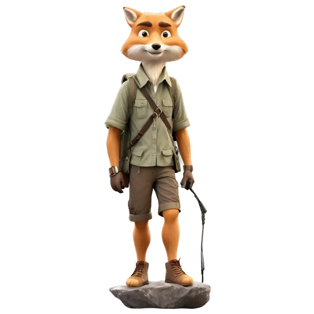 Fox-Adventurer-Standing-on-Rock-PNG-HighQuality-Clipart-for-Various-Uses