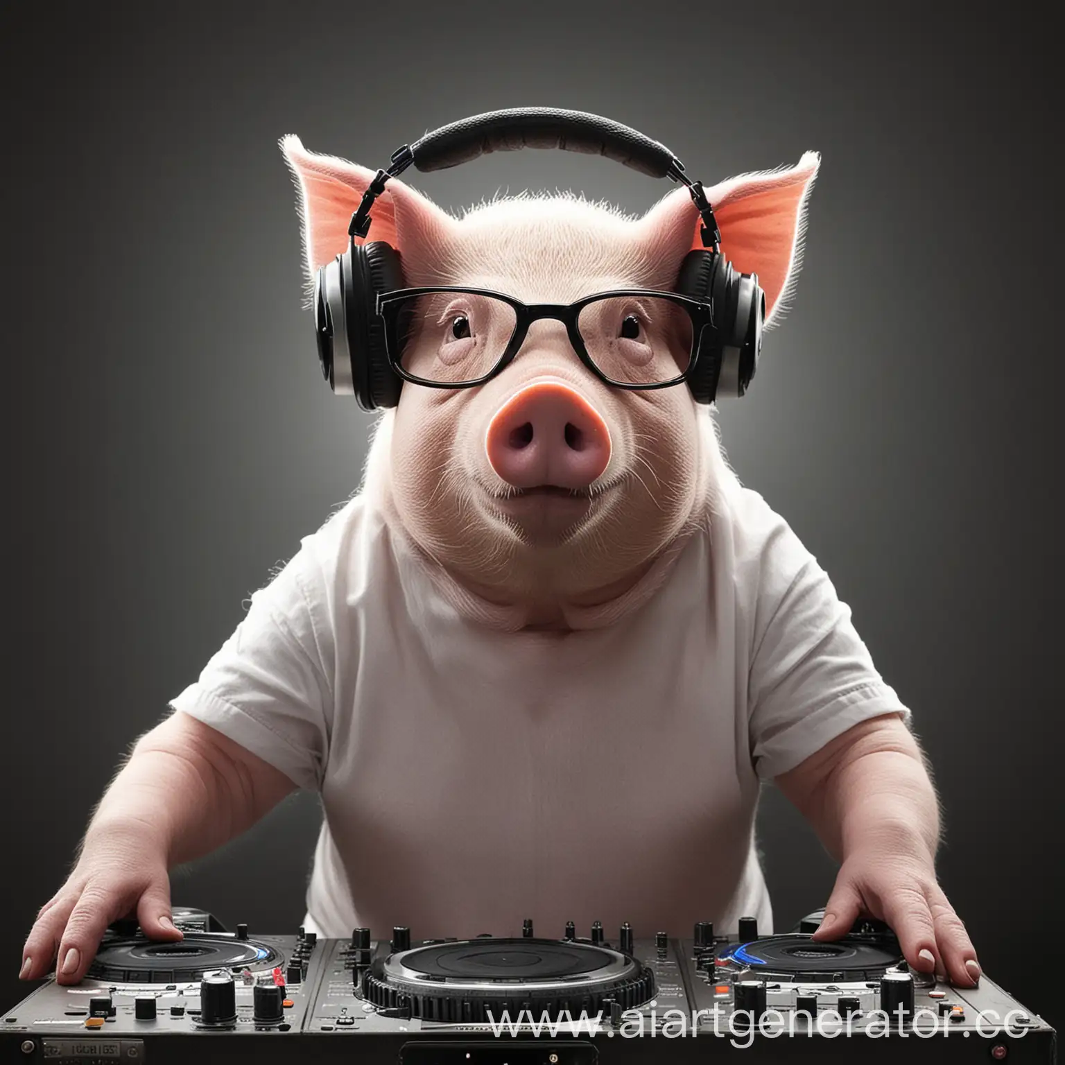 DJ-Pig-Mixing-Music-on-Turntables