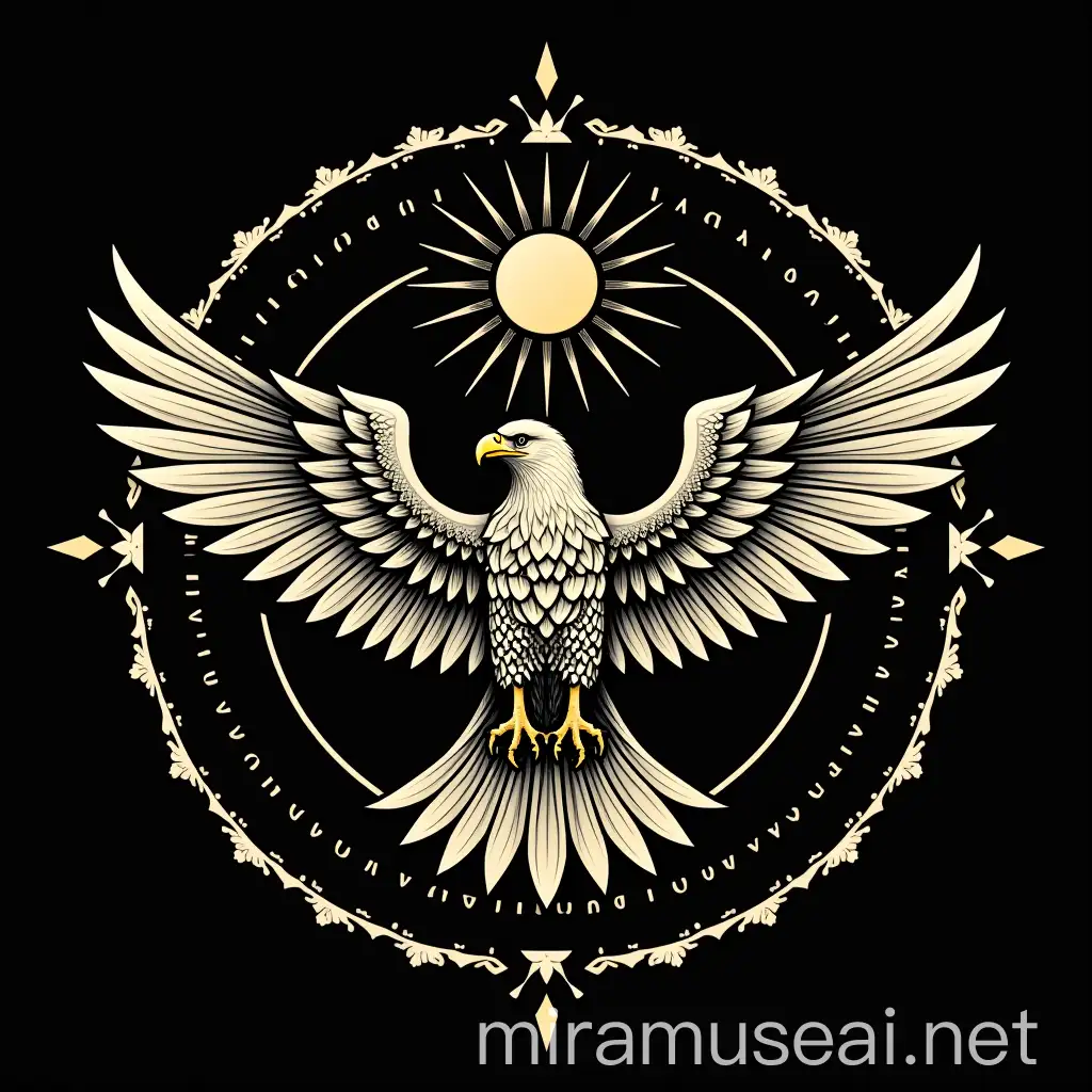 Majestic Eagle Soaring Through Geometric Patterns Against a Black Background