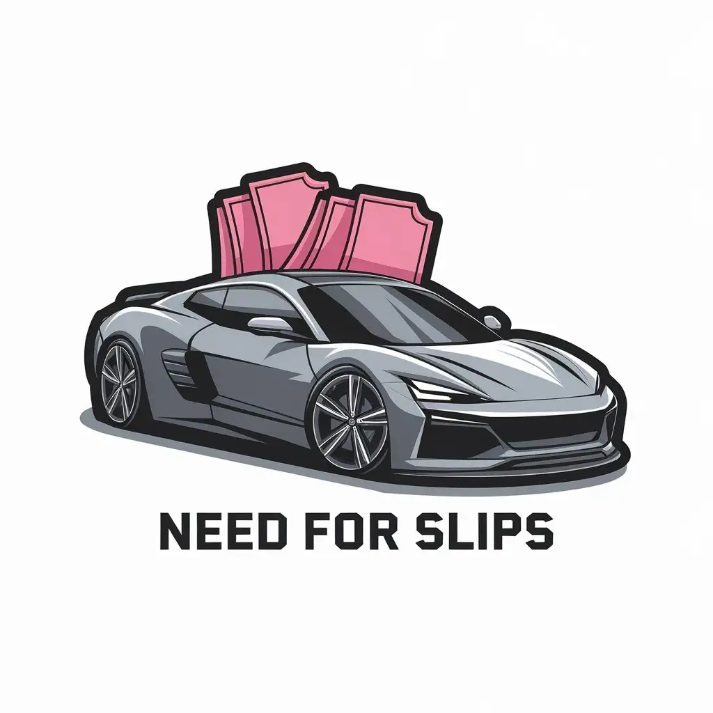 LOGO Design for Need For Slips Modern Automotive Theme with Sticking Out Pink Slips