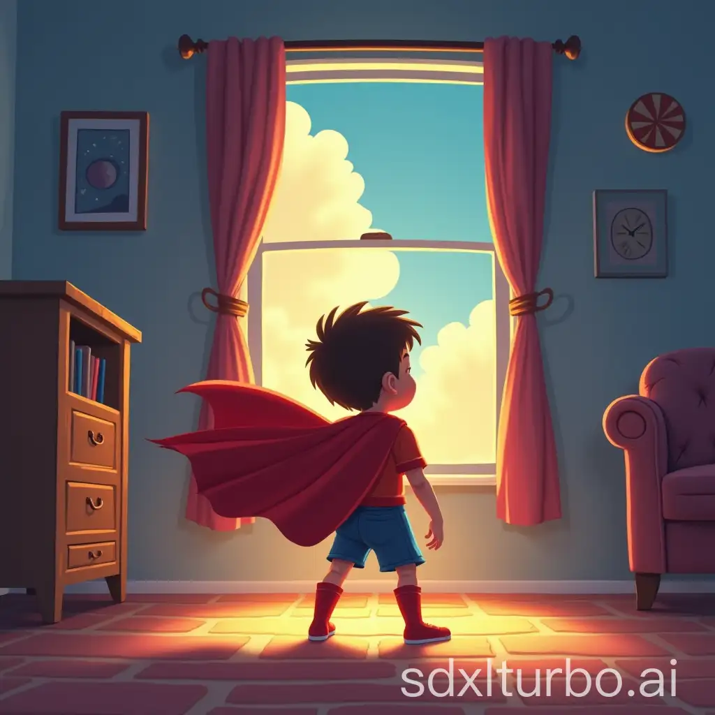 Boy-Awakens-to-Superpowers-Cartoon-Scene