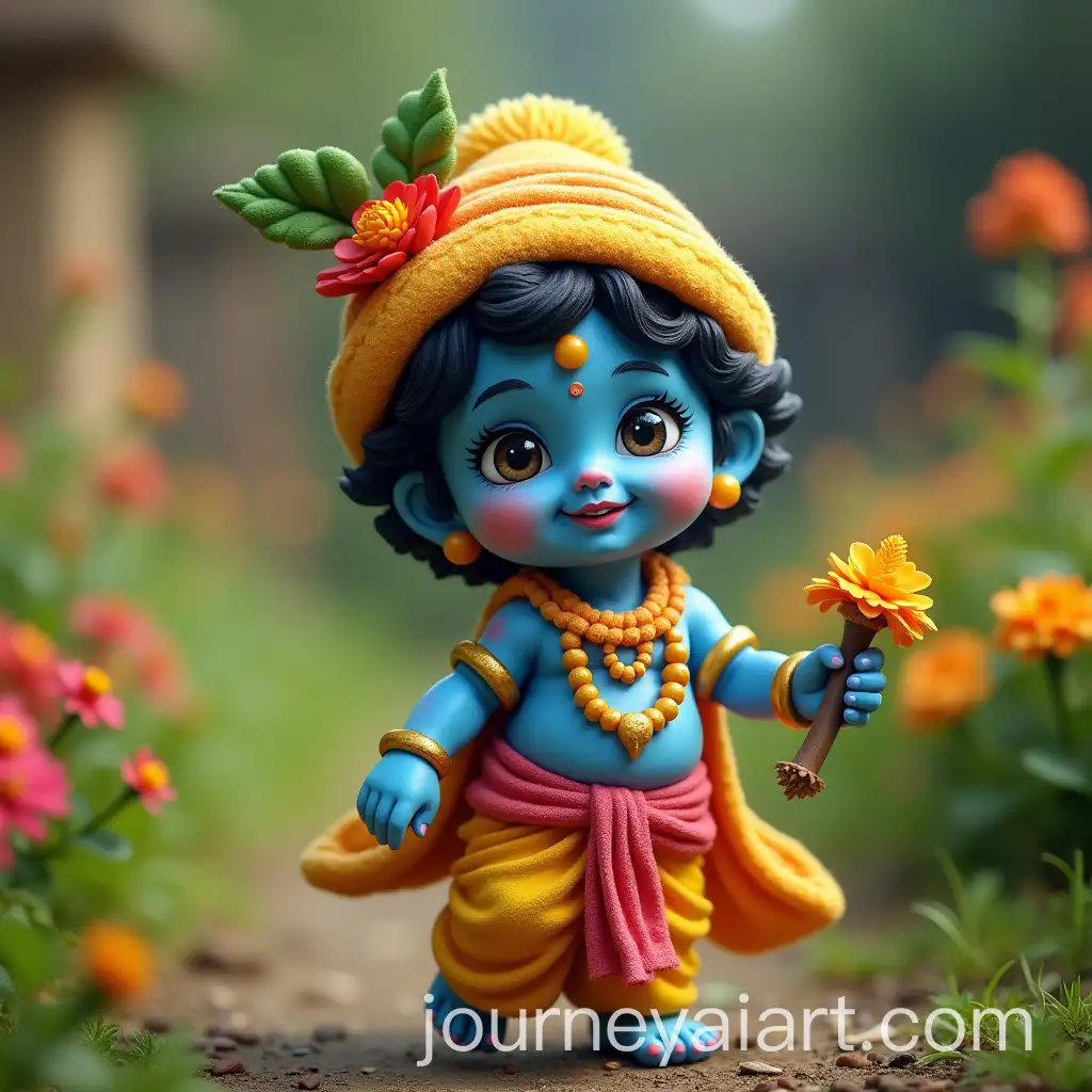 Cute-BlueSkAI-Art-Prompt-Expansioninned-Bal-Krishna-in-a-Lush-Garden-Setting