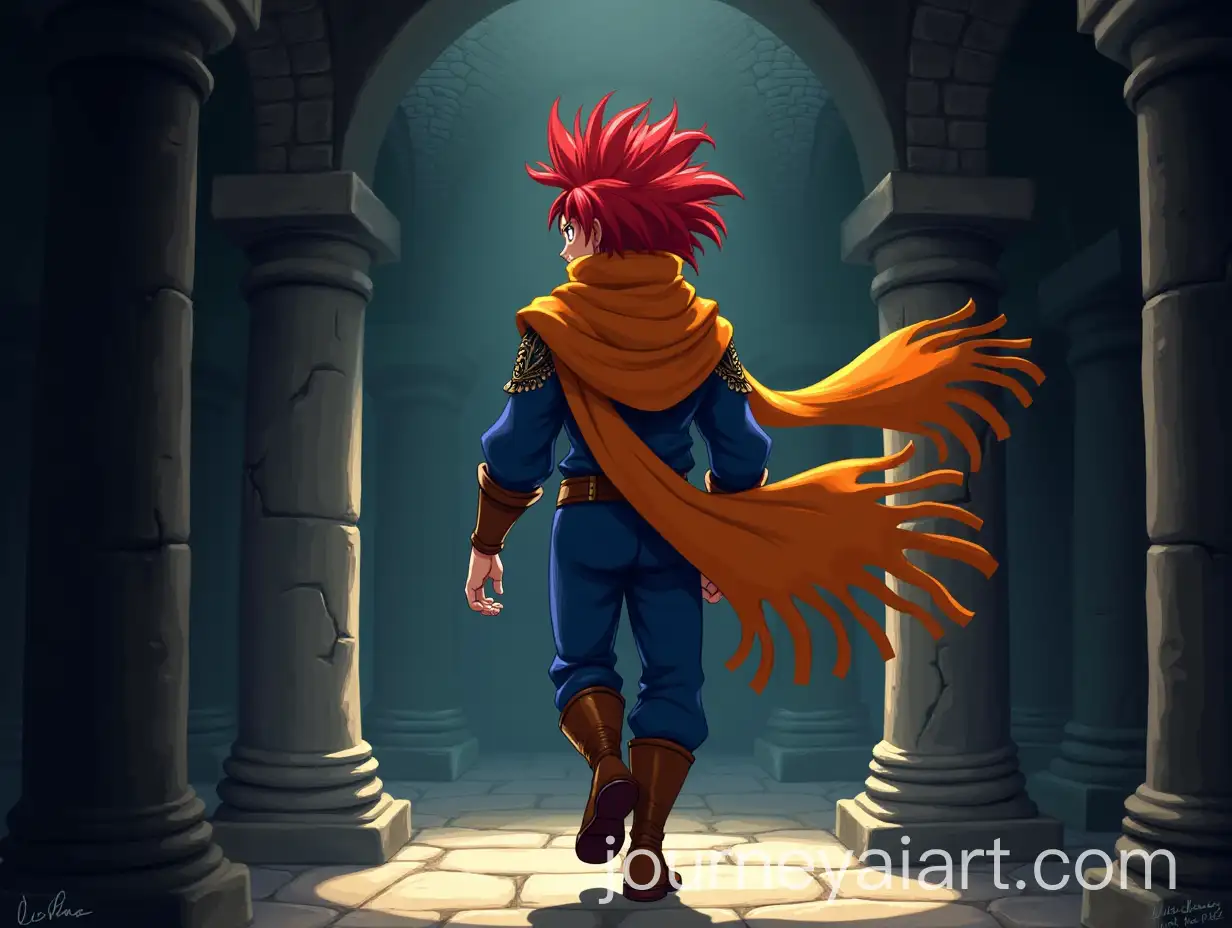 Chrono-Trigger-Fan-Art-Iconic-RedHaired-Hero-in-Castle-Hallway