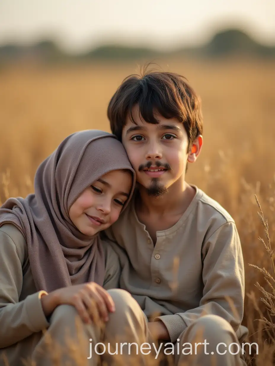 Couple-in-Love-Boy-with-Beard-and-Girl-in-Hijab-Resting-in-Field