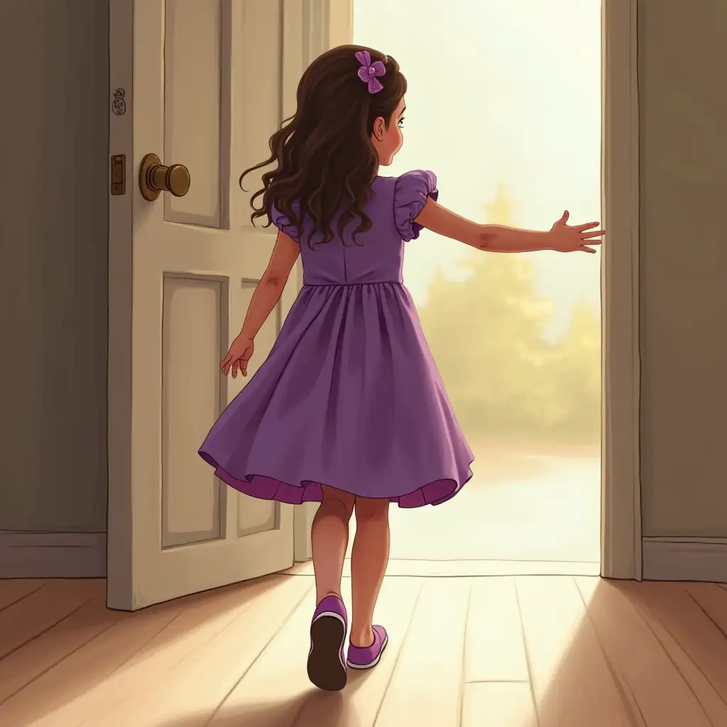 ConfidentConfident-Girl-Marching-Away-8YearOld-Girl-in-Purple-Dress-Marching-with-Big-Strides