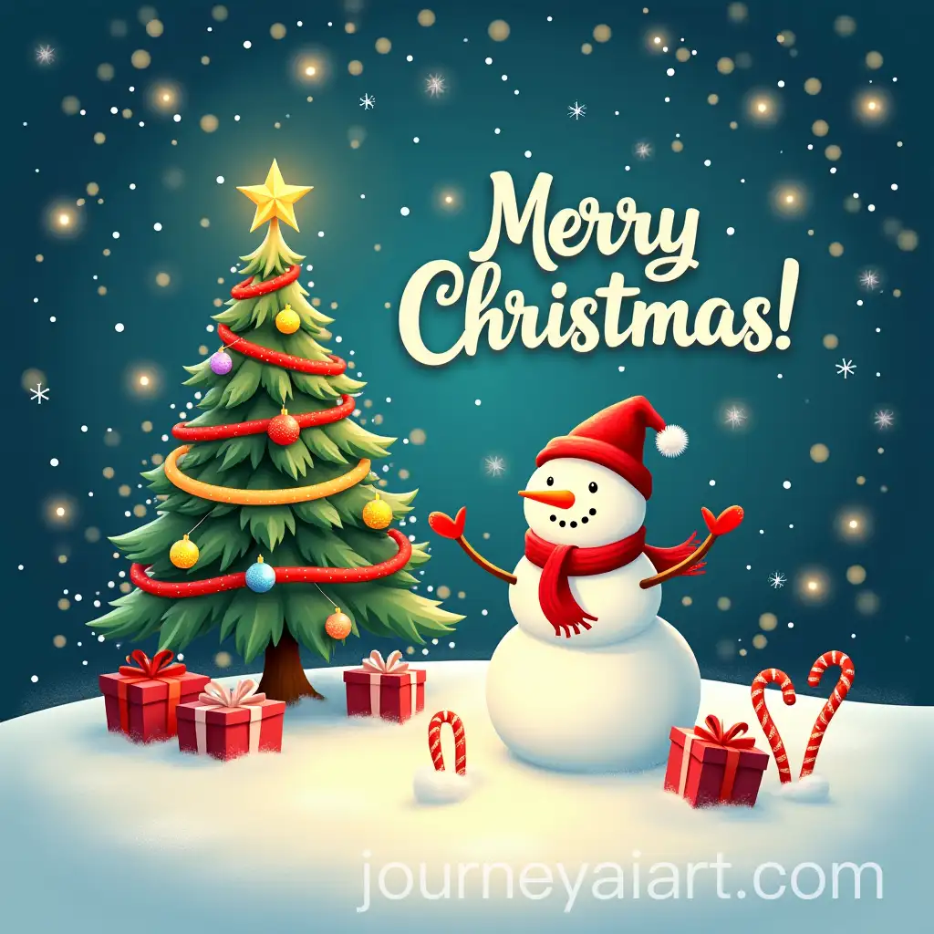Joyful-Christmas-Card-with-Snowman-Tree-and-Holiday-Cheer