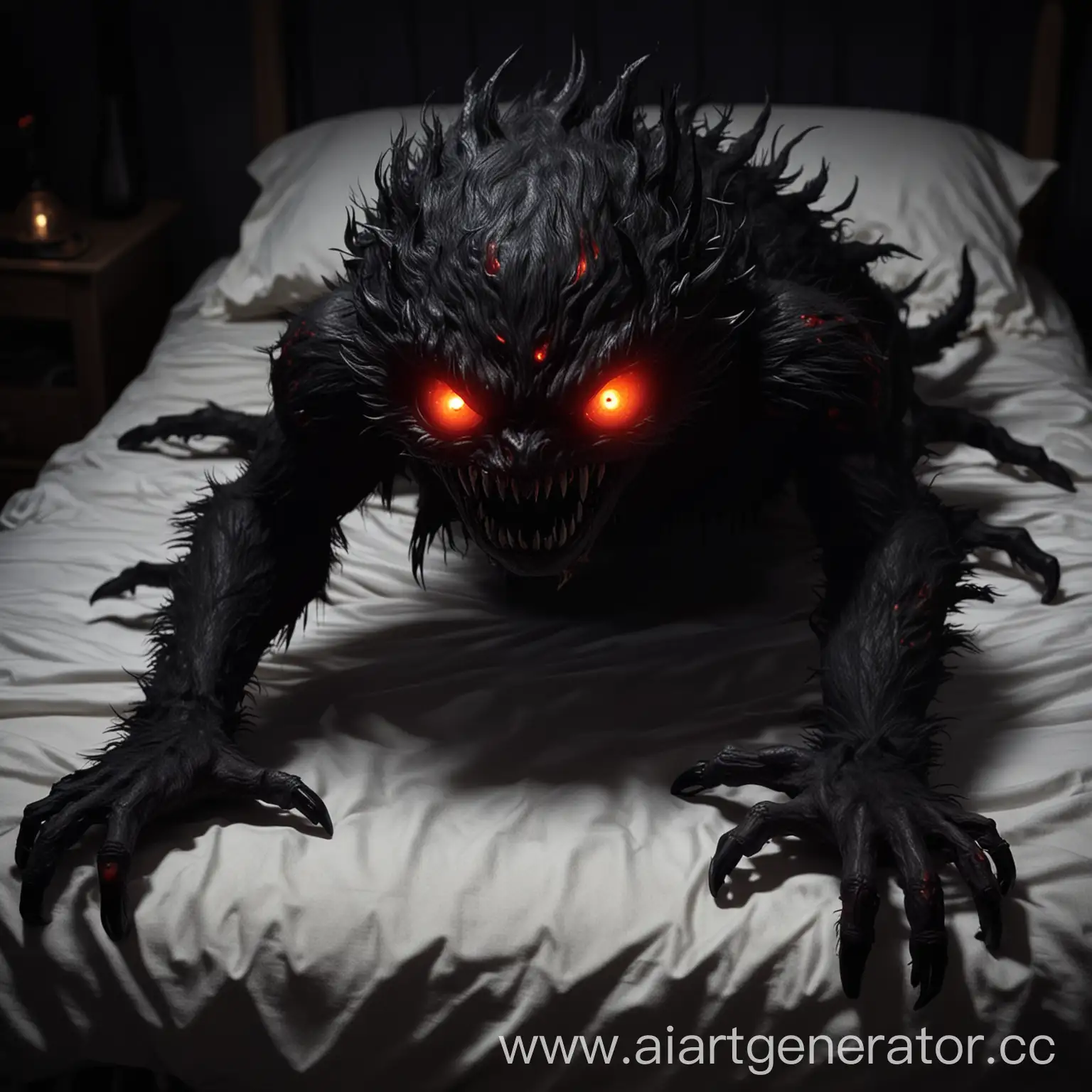 Eerie-Shadow-Monster-with-Glowing-Eyes-in-Dark-Bedroom