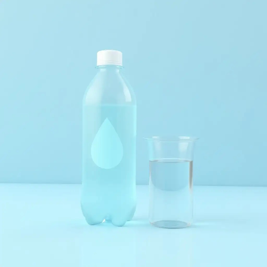 Minimalistic-3D-Rendering-of-Water-Bottle-and-Glass-Cup