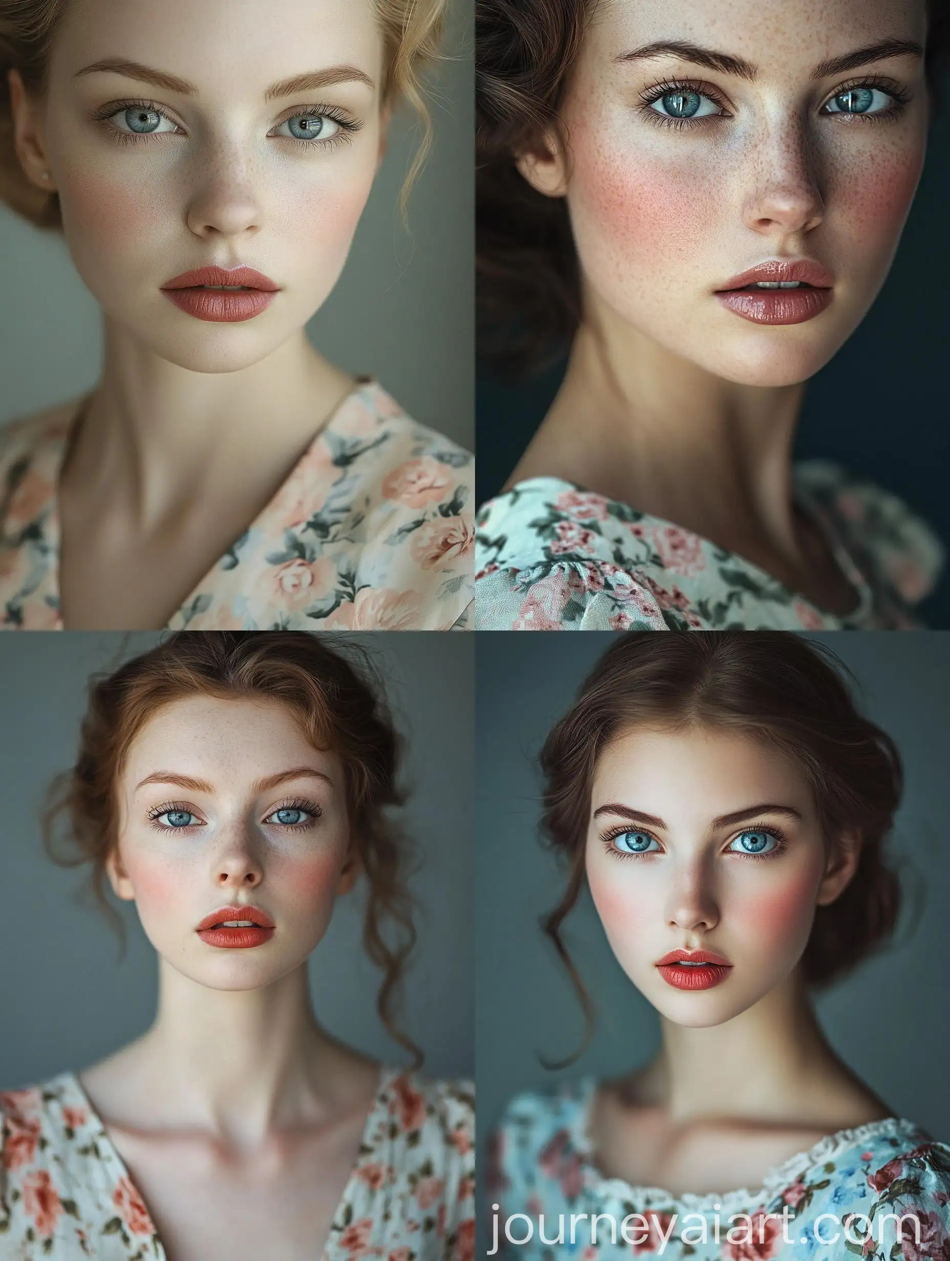 Portrait-of-a-Woman-with-Beautiful-Blue-Eyes-and-1940s-Floral-Dress