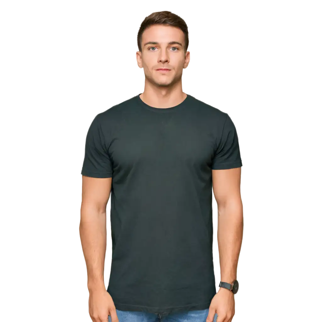 Handsome-Man-in-Plain-Black-Roundneck-TShirt-PNG-Image