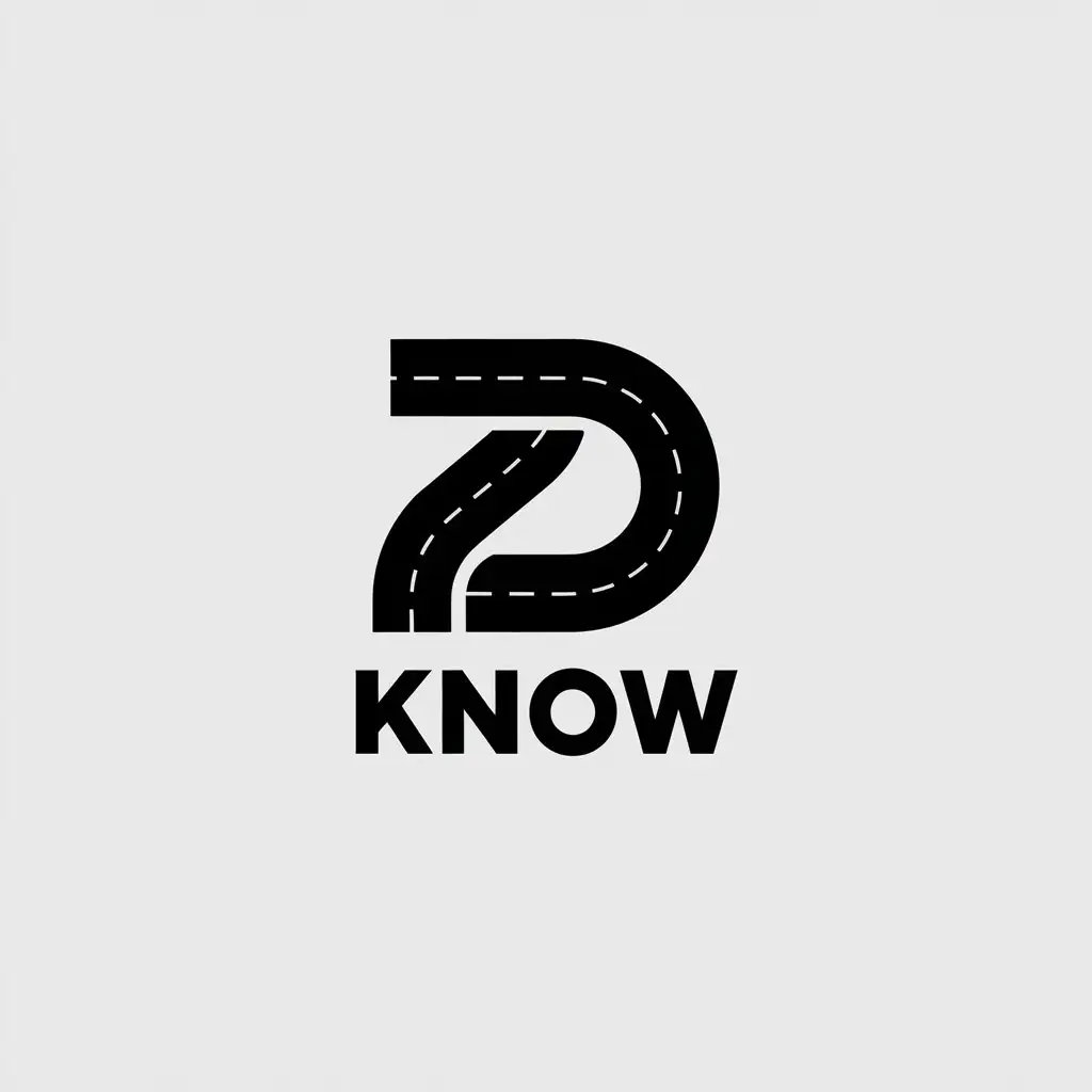 a vector logo design,with the text "know", main symbol:We have become a knowledge copyright proxy law firm, the name of which is ZhiDao, so the first letter is ZD. We envision making Z into a curved road and then a straight road passing through the curved road, and the position of part of Z forms a lowercase d. Please start drawing,Minimalistic,clear background