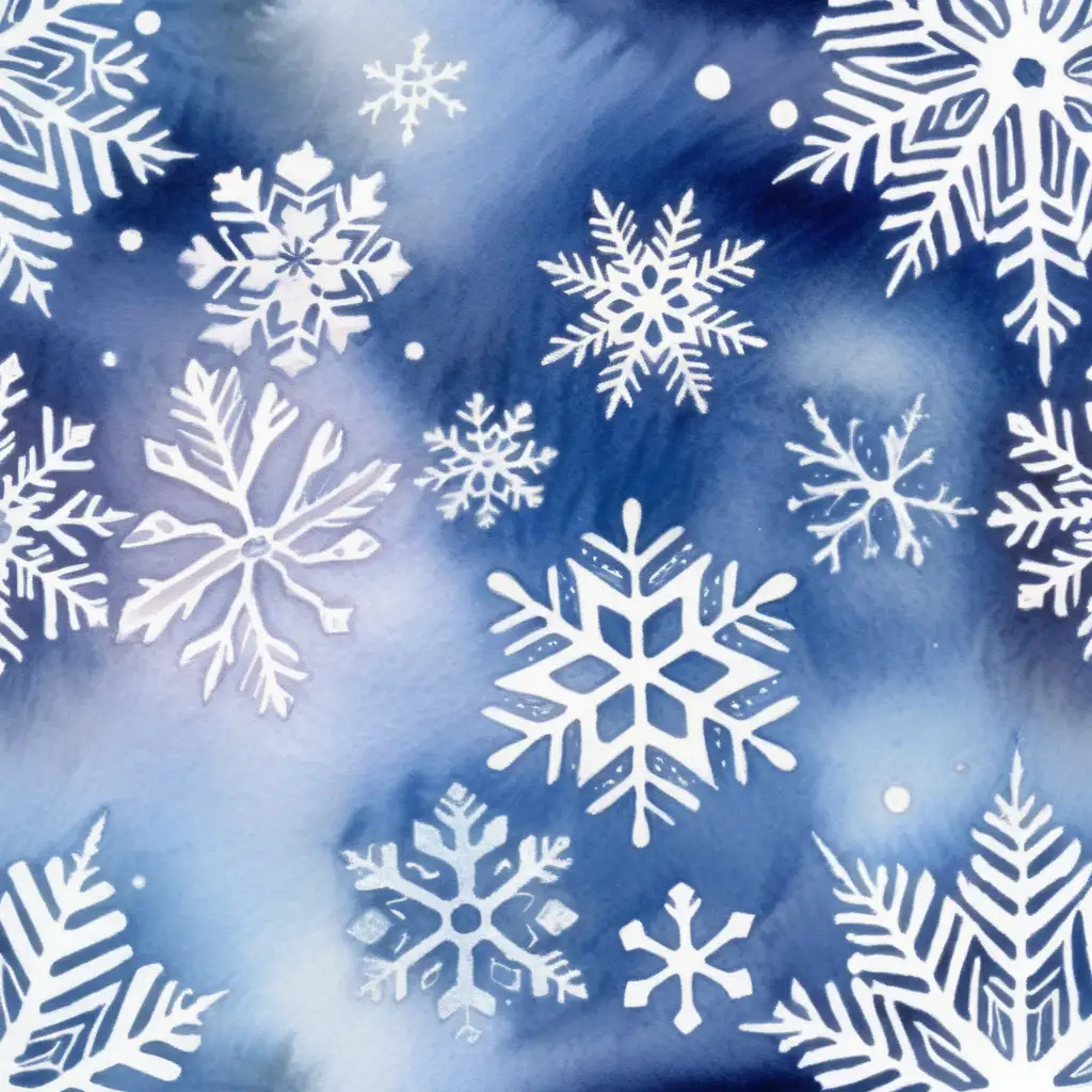 Snowflakes Swirling in Watercolor