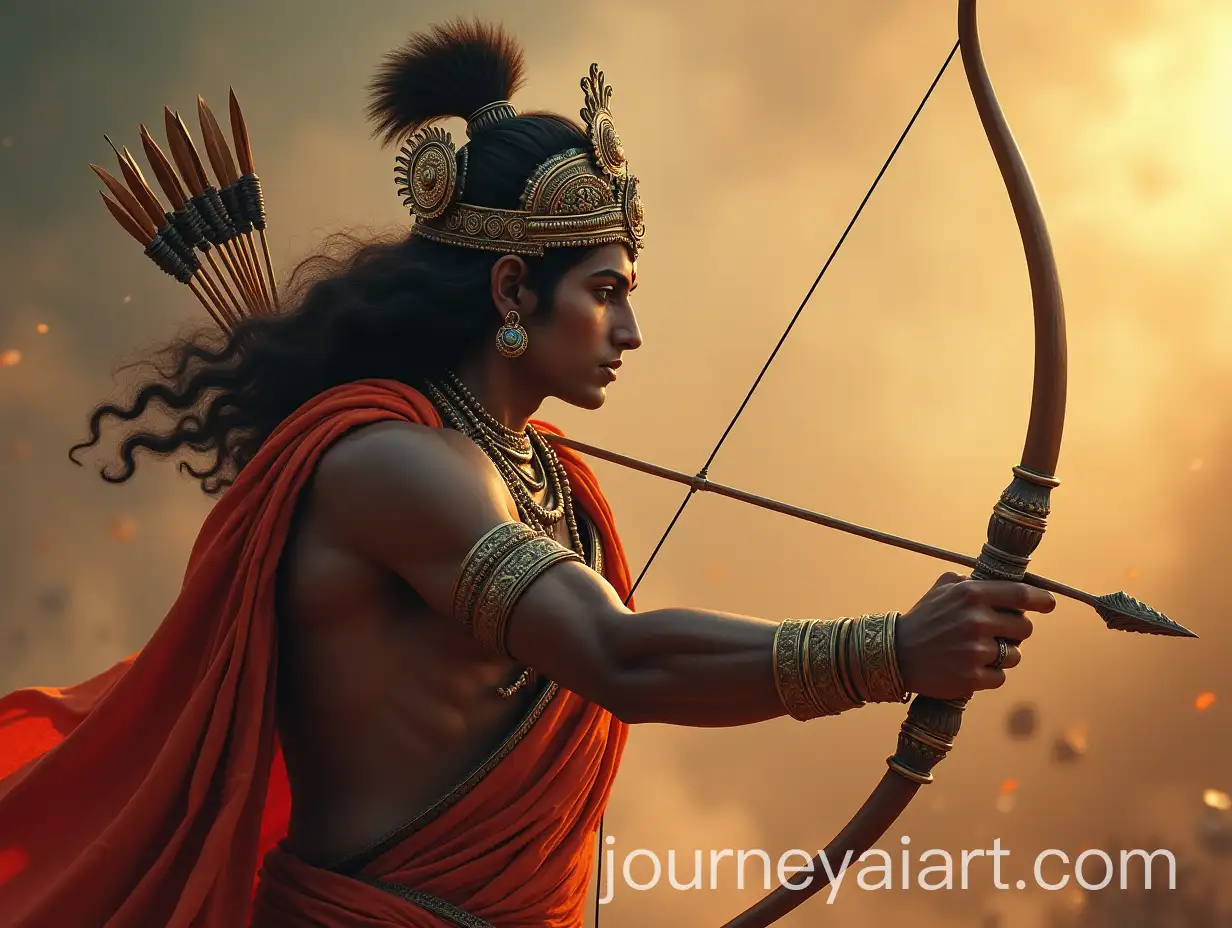 Indian-God-Rama-with-Bow-and-Arrow-in-Ramayana-War-Scene