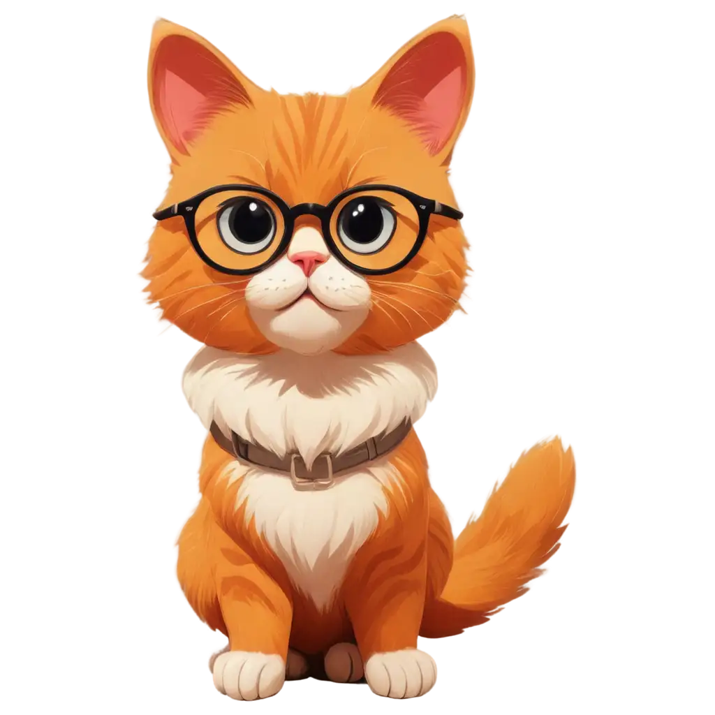 Cute-Cat-Cartoon-with-Glasses-PNG-Playful-and-Adorable-Feline-Character-Illustration