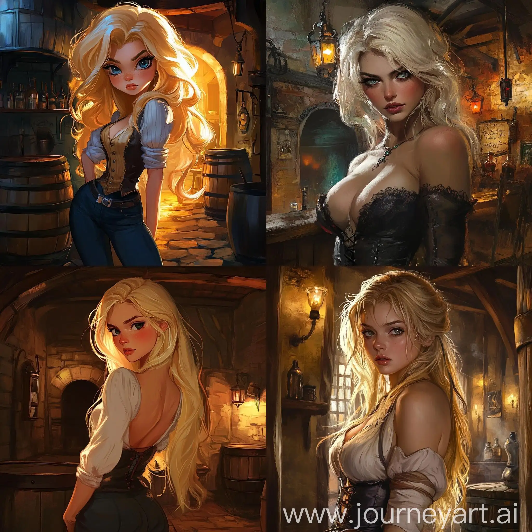 Blonde-Vampire-Half-Beast-Girl-in-DisneyStyle-Tavern-Scene