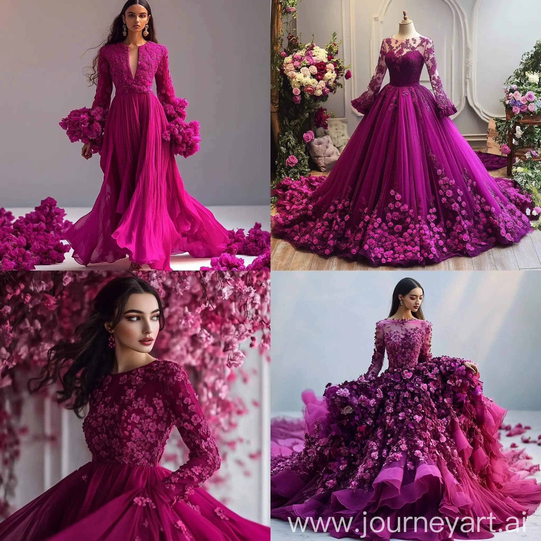 Elegant-Fuchsia-Dress-Designs-with-Floral-Accents