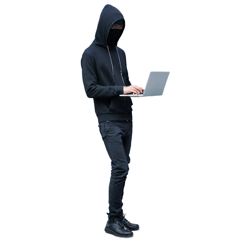 Hacker-Holding-Laptop-in-One-Hand-While-Balancing-with-the-Other-HighQuality-PNG-Image-for-Digital-Design