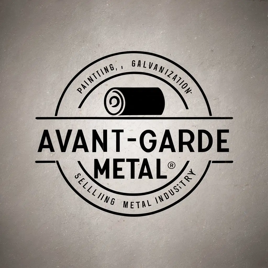 a vector logo design,with the text "Avant-Garde Metal", main symbol:Steel roll,Moderate,be used in Painting, galvanization, selling metal industry,clear background