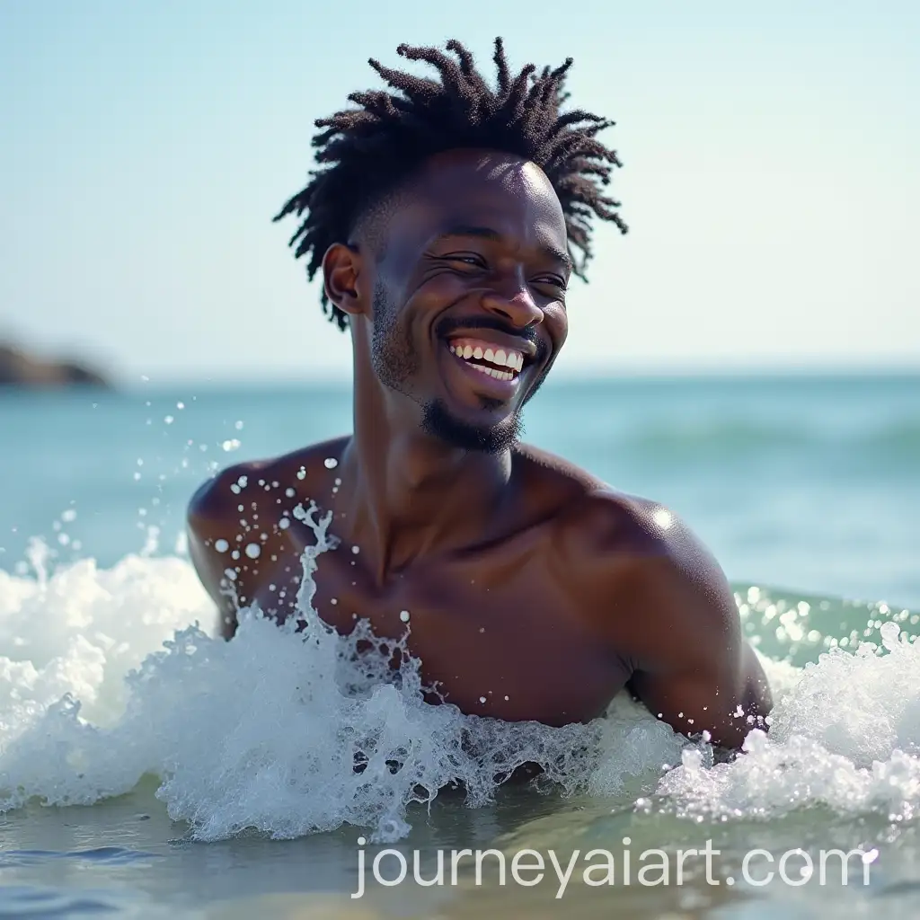 Joyful-Black-Male-with-Violet-Eyes-Enjoying-the-Beach-Waves